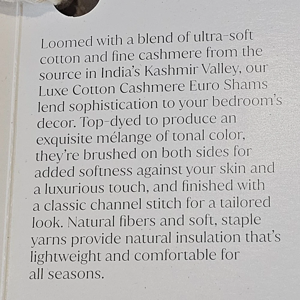 The Threadery Luxe Cotton Cashmere Euro Sham Oatmeal 26